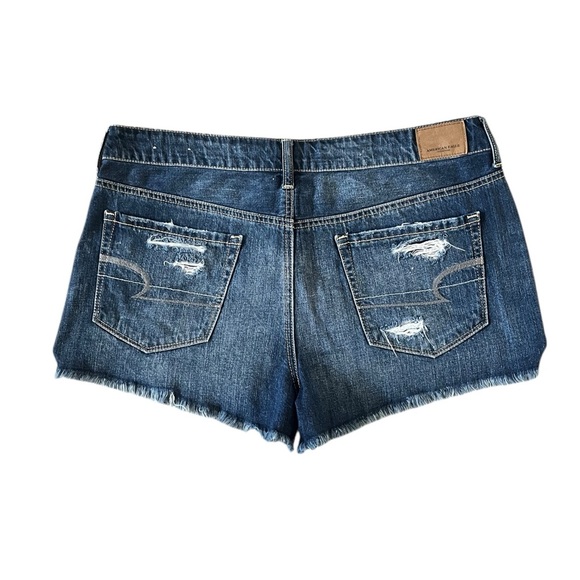 American Eagle Outfitters Tomgirl Shortie Distressed Blue Jean Shorts Size 10 - Picture 2 of 4